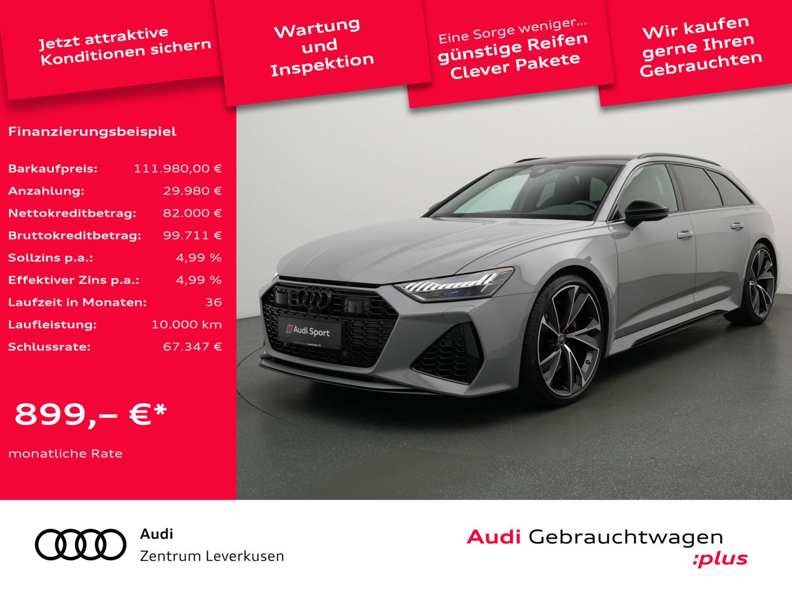 Audi RS6 LASER STANDHZ PANO RAUTE B&O ACC MEMORY NAVI