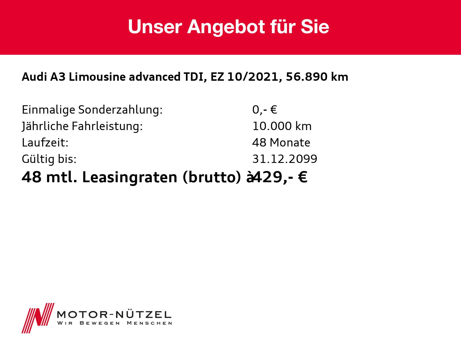 Audi A3 Limousine 35TDI S-TR ADVANCED 5JG+LED+NAV+ACC