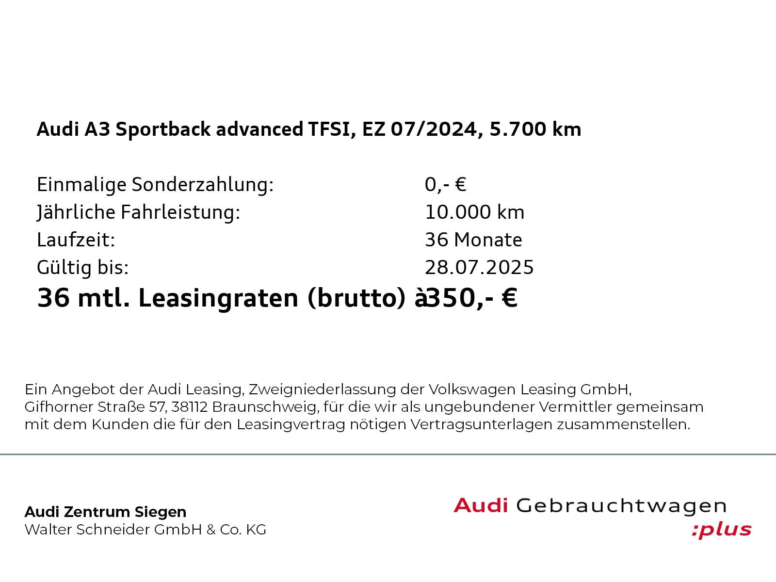 Audi A3 Sportback 30 TFSI advanced - Samsaru's Car Outlet