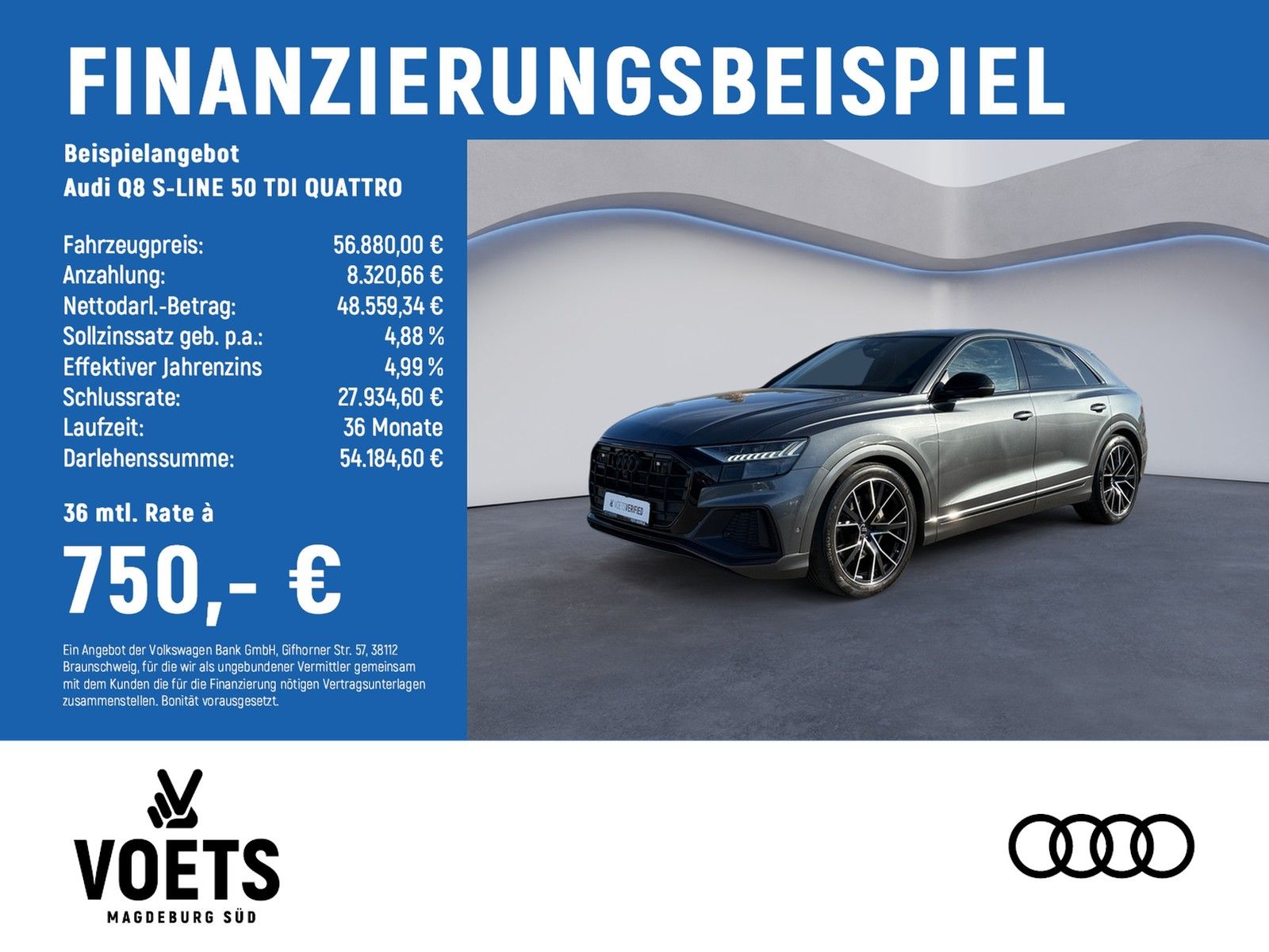 Audi Q8 S-LINE 50 TDI QUATTRO MATRIX+AHK+RAUTE+LUFTF