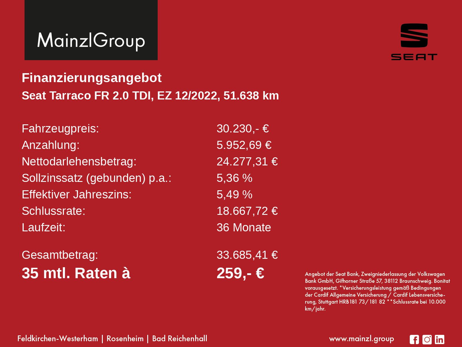 Seat Tarraco 2.0 TDI DSG FR AHK StdHzg ACC Kam. 7-S.