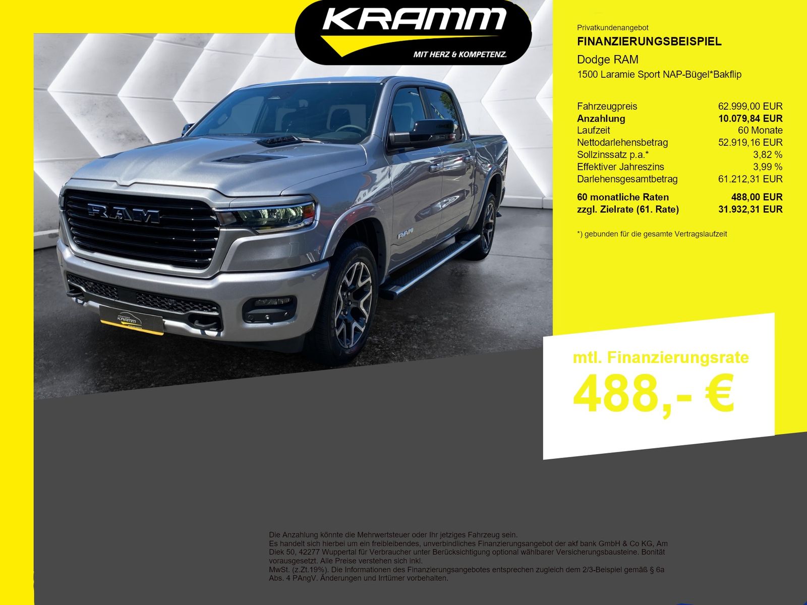 Dodge RAM 1500 Laramie Sport NAP-Bügel*Bakflip