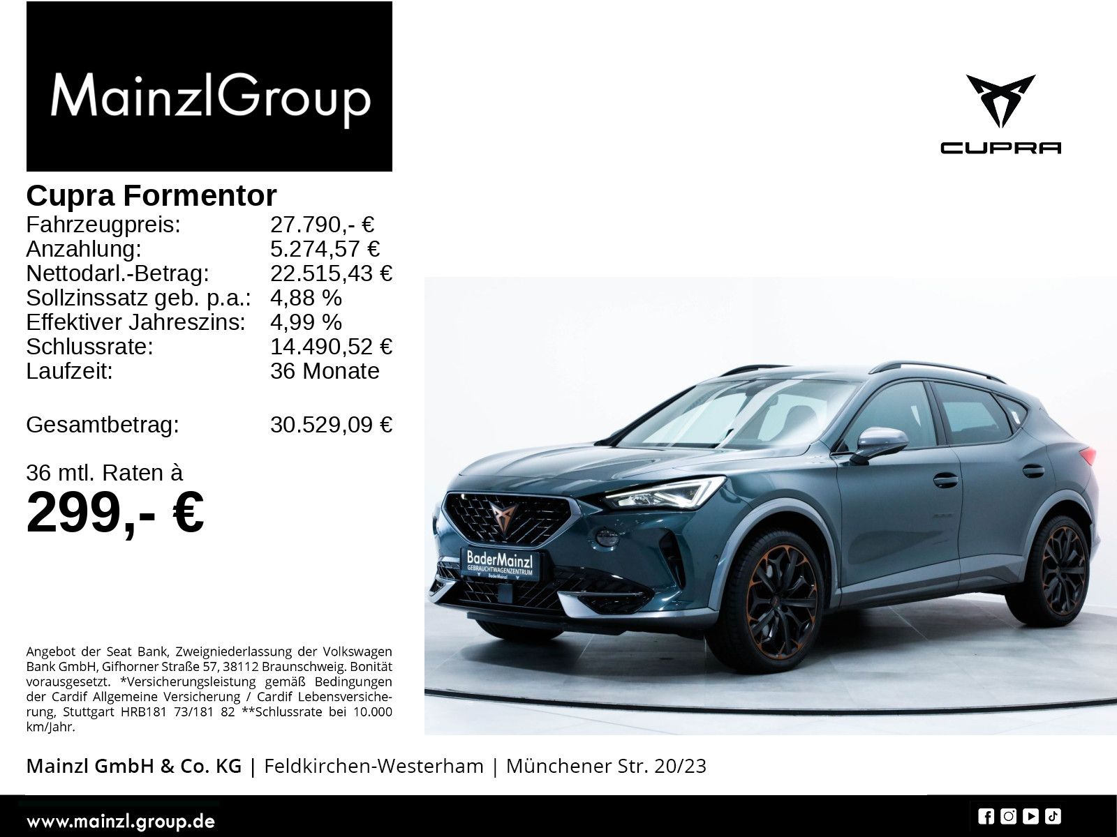 Cupra Formentor 2.0 TSI 4D DSG VZ AHK CarPlay SHZ ACC