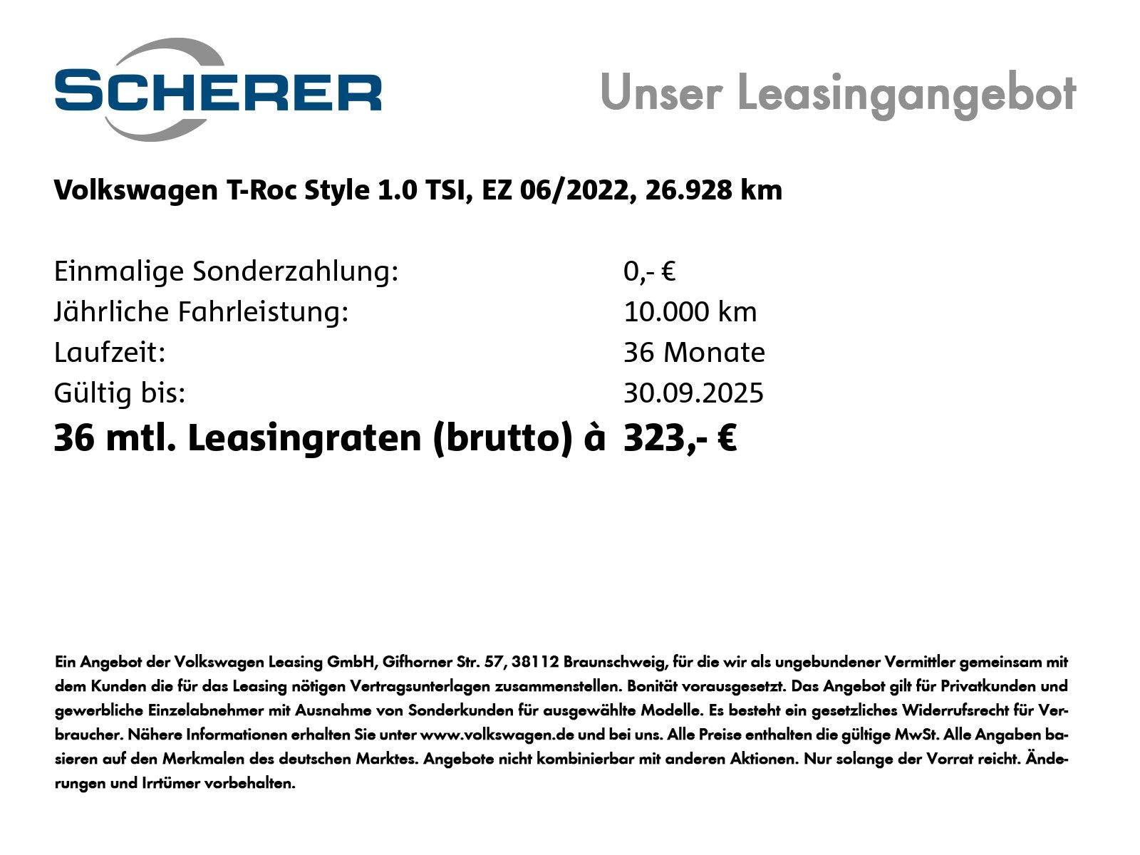 Volkswagen T-Roc Style 1.0 TSI - Samsaru's Car Outlet
