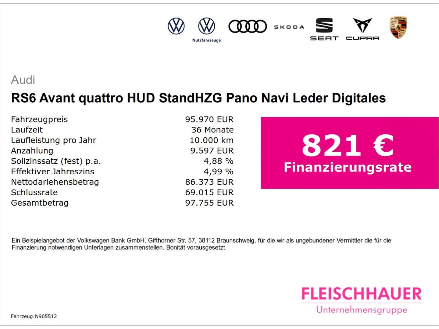 Audi RS6 Avant quattro HUD StandHZG Pano Navi Leder D