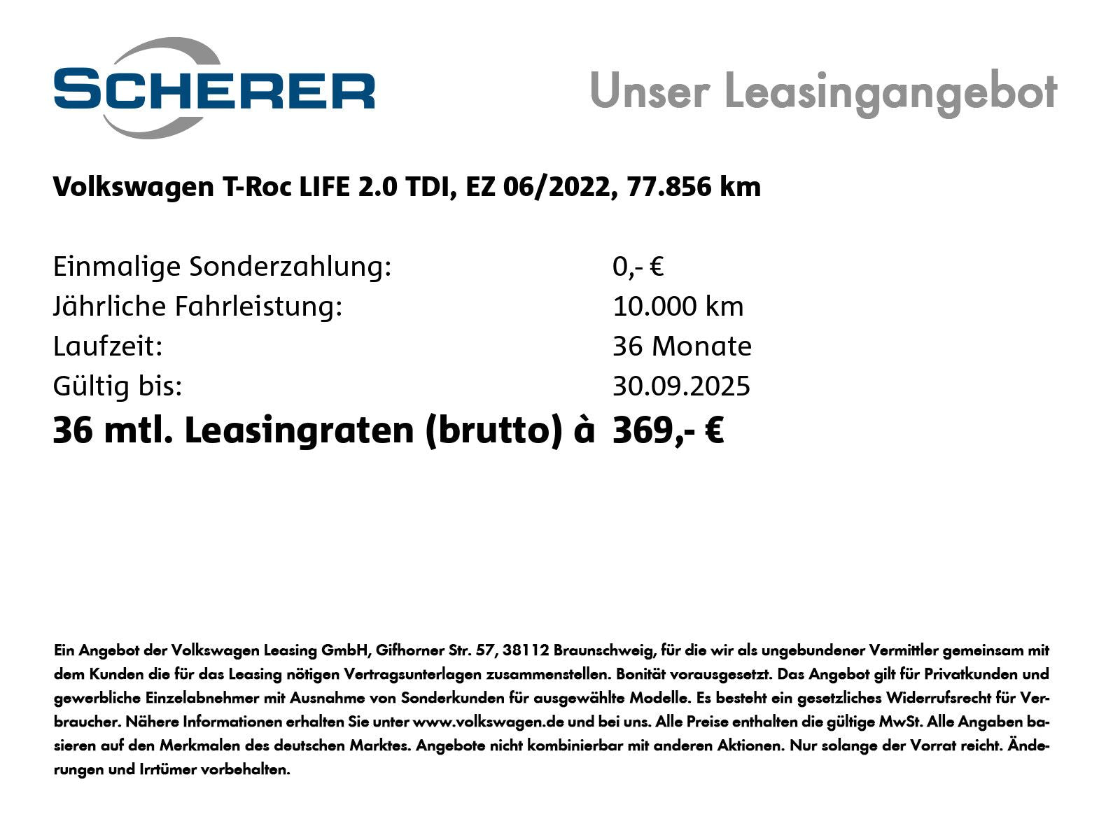 Volkswagen T-ROC Life 2.0 TDI - Samsaru's Car Outlet