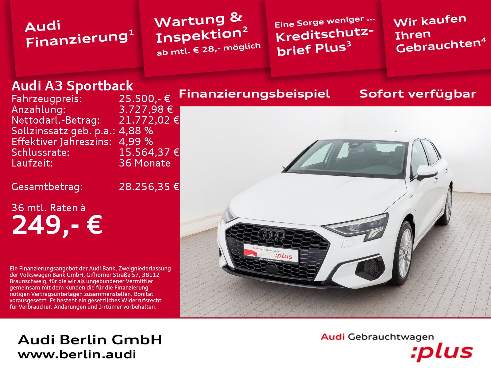 Audi A3 Sportback advanced 40 TFSI e S tr. LED RFK