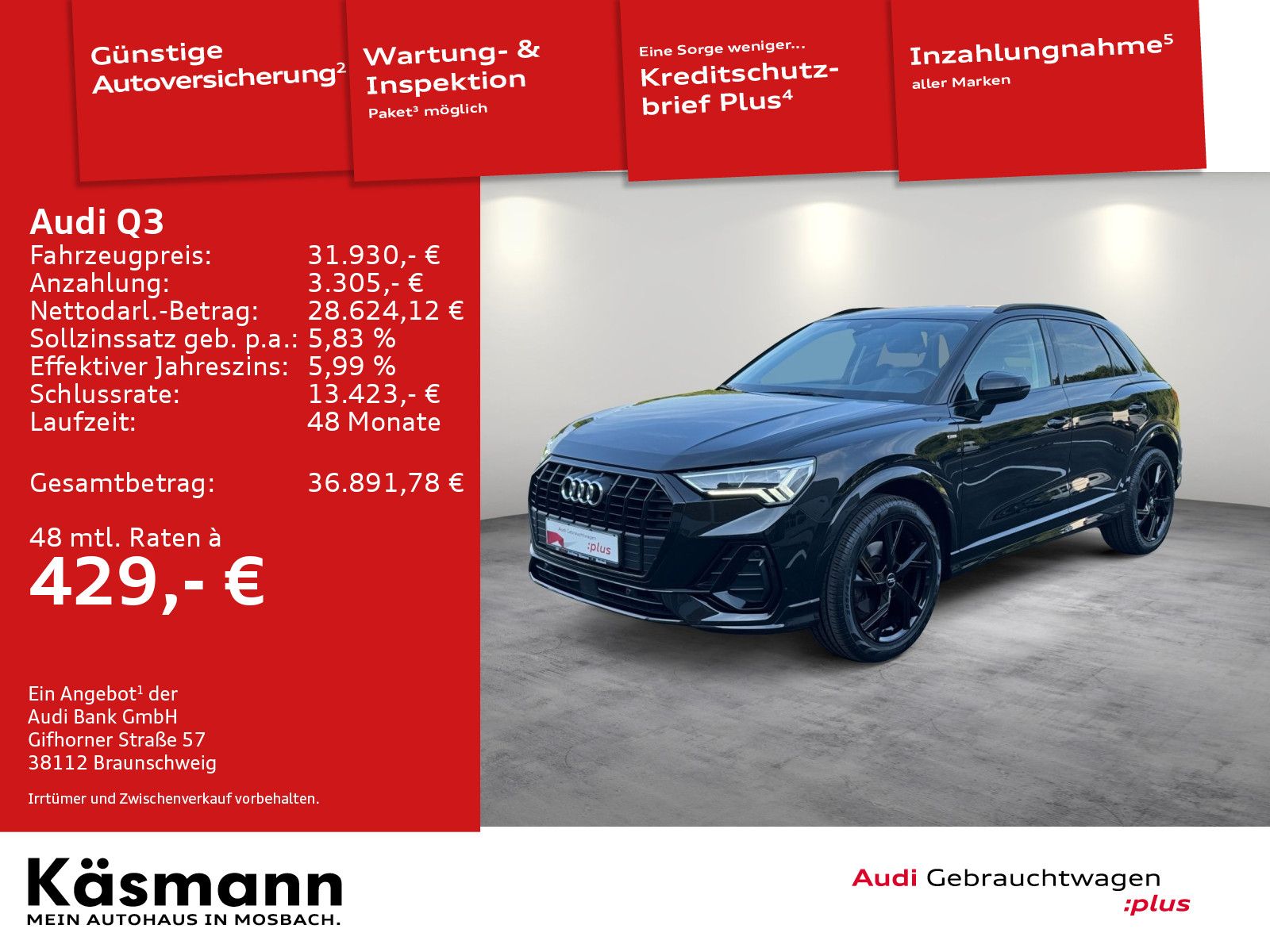 Audi Q3 S line 35TFSI LED AHK KAM NAV SHZ PDC