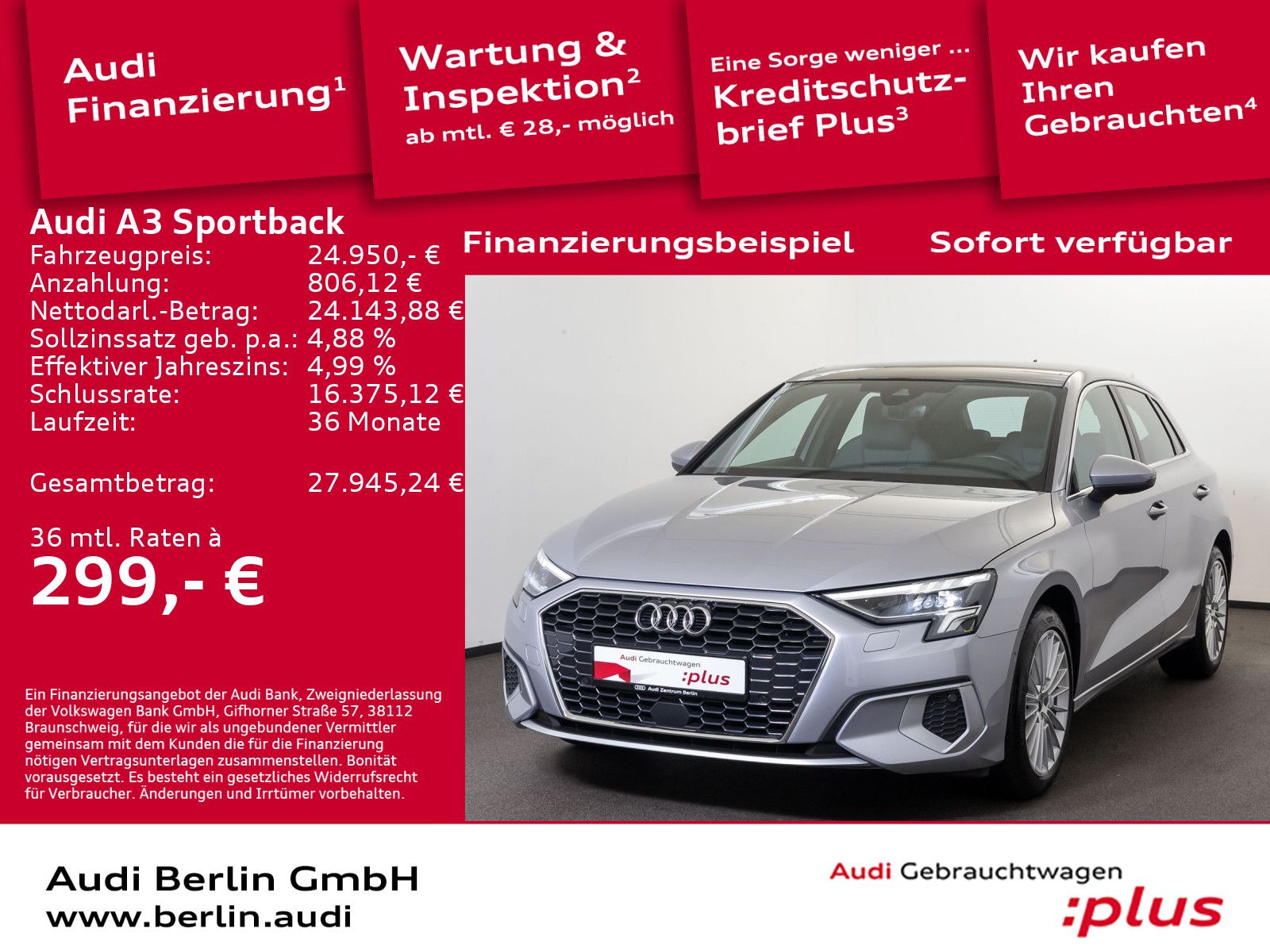 Audi A3 Sportback advanced 35 TFSI S tr. LED PANO RFK