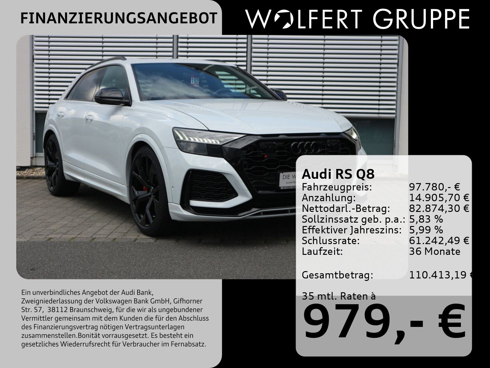 Audi RS Q8 quattro PANO+KERAMIK+AHK+HEADUP+ACC+MATRIX