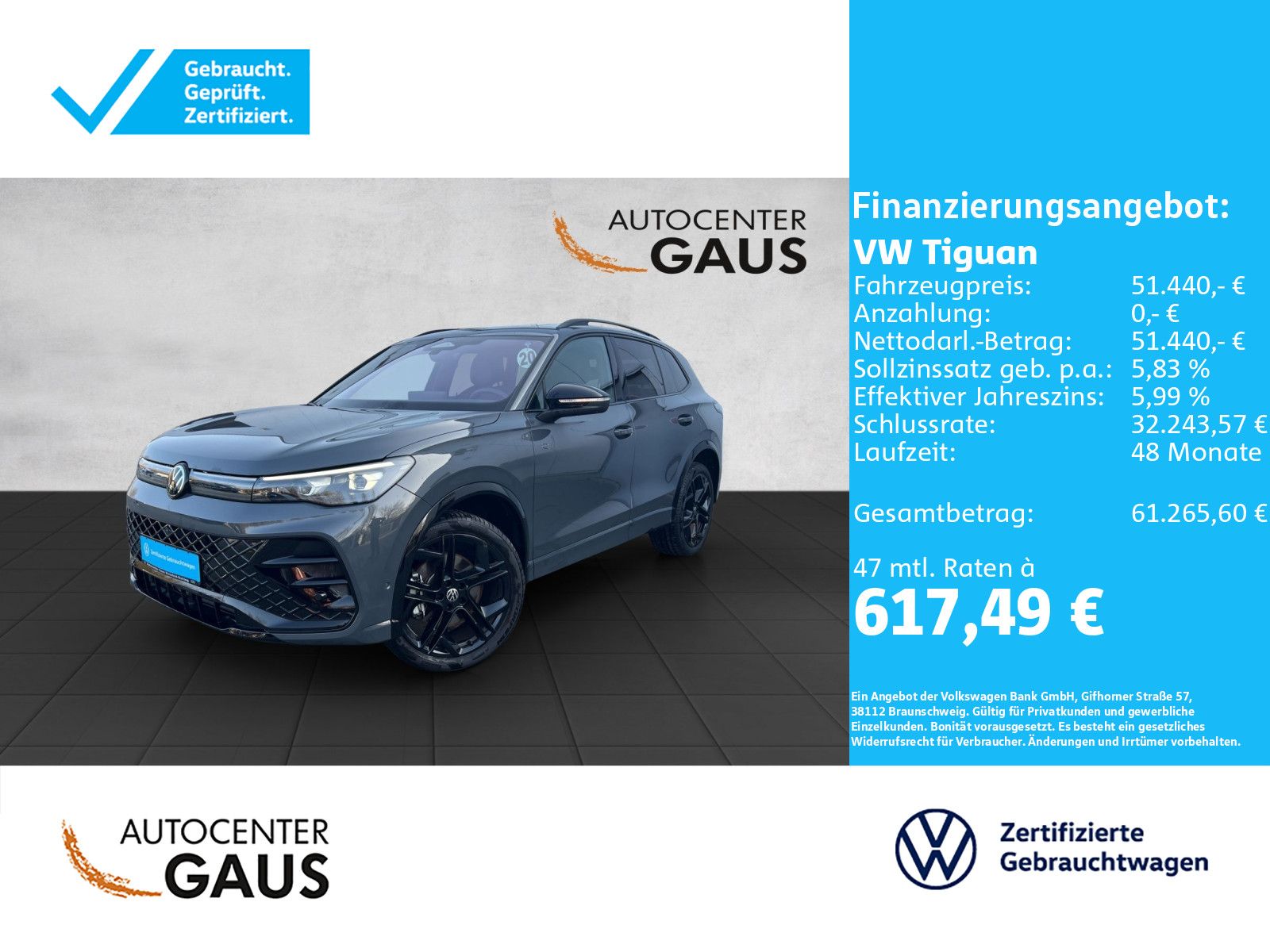 Volkswagen Tiguan R-Line 2.0 TDI DSG 4M AHK*Navi**Pano*Blac