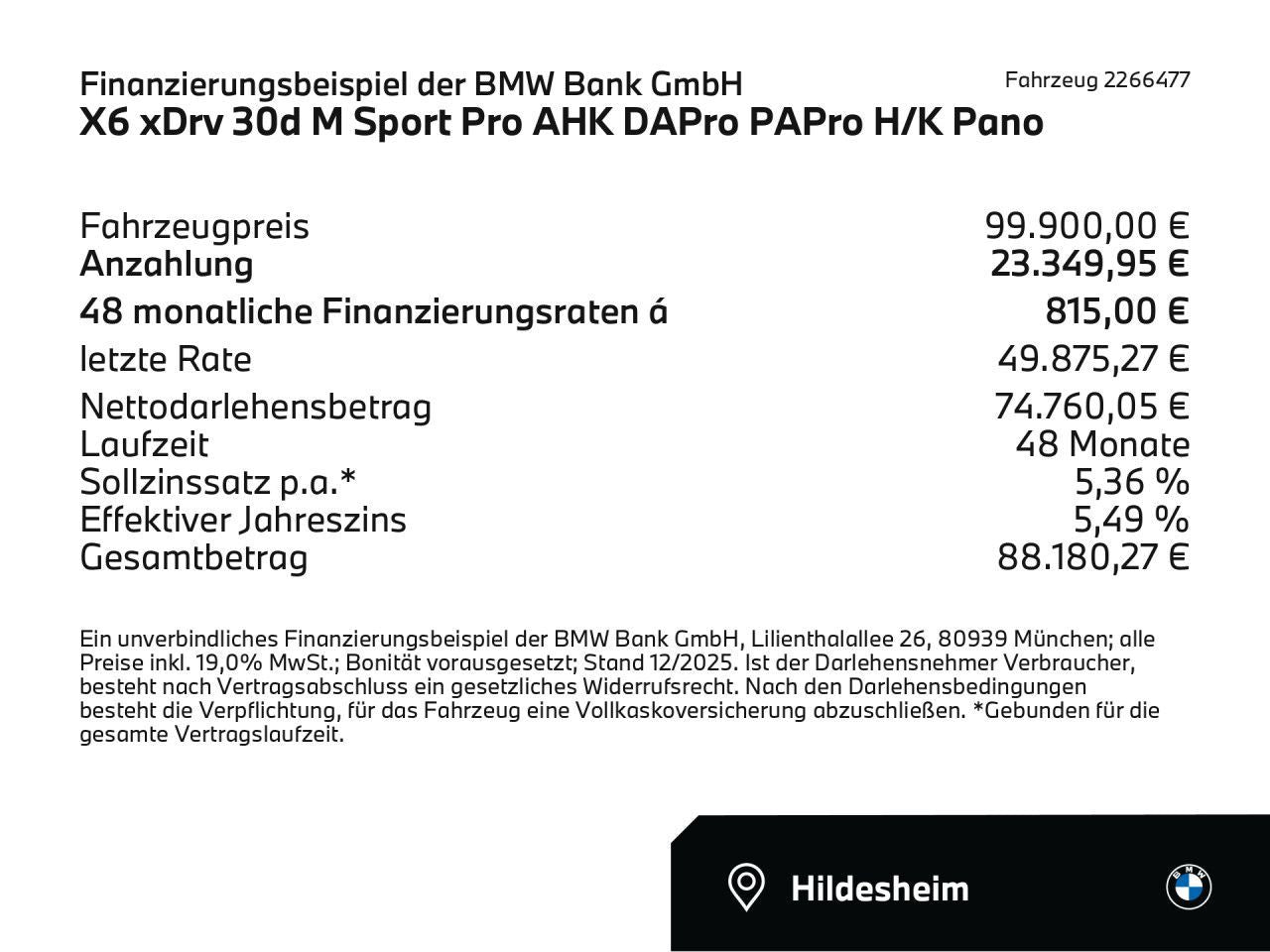 BMW X6 xDrv 30d M Sport Pro AHK DAPro PAPro H/K Pano