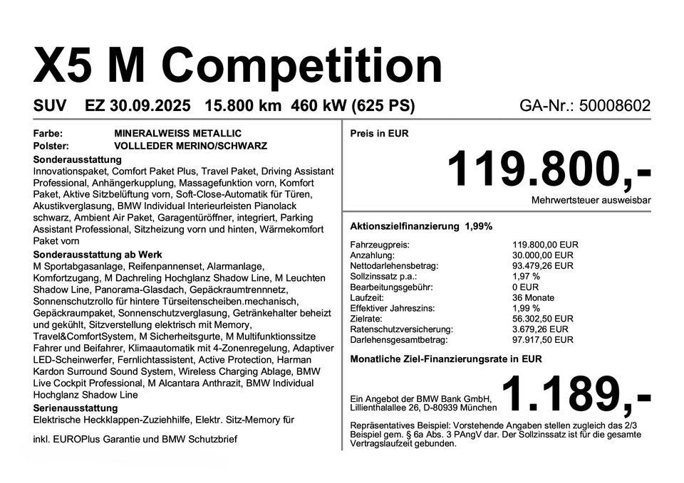BMW X5 M Competition Innovationsp. Panorama AHK