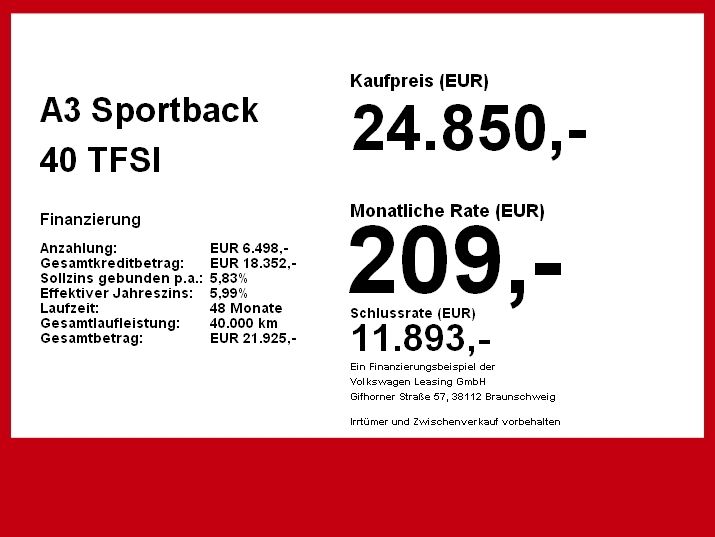 Audi A3 Sportback 40 TFSI e Hybrid App Kamera Park-As