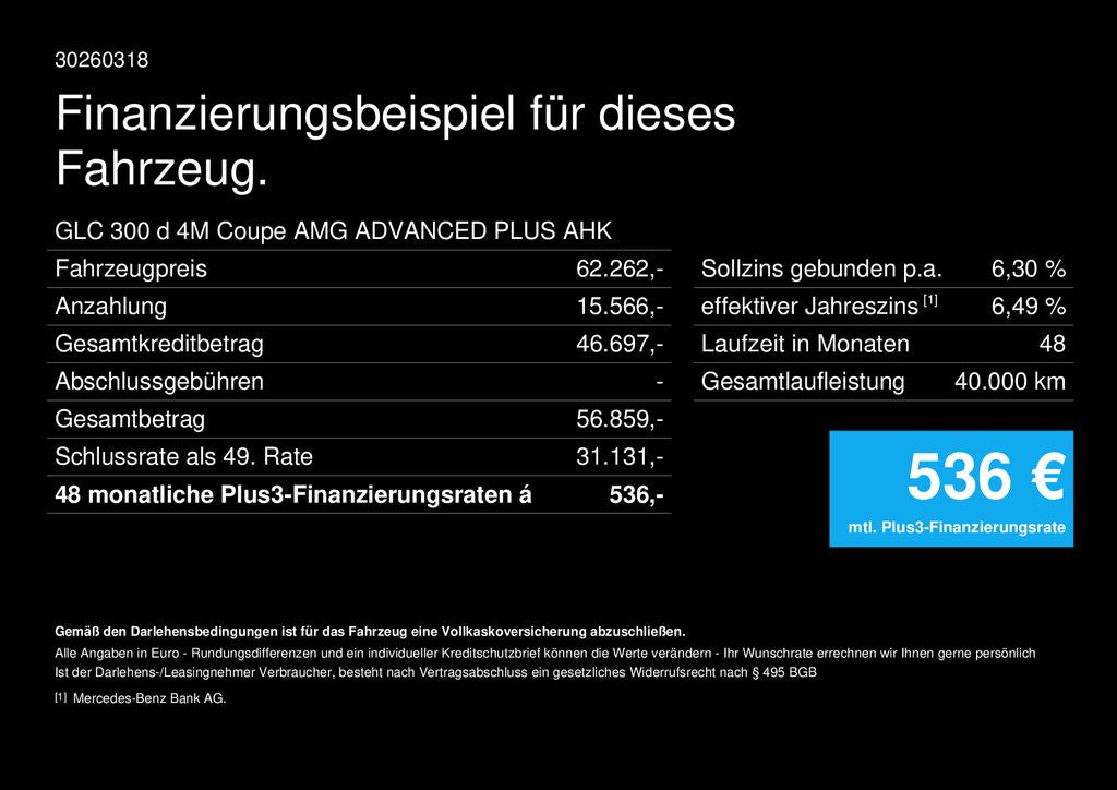 Mercedes-Benz GLC 300 d 4M Coupe AMG-ADV+ AHK PANO MEMORY DIST