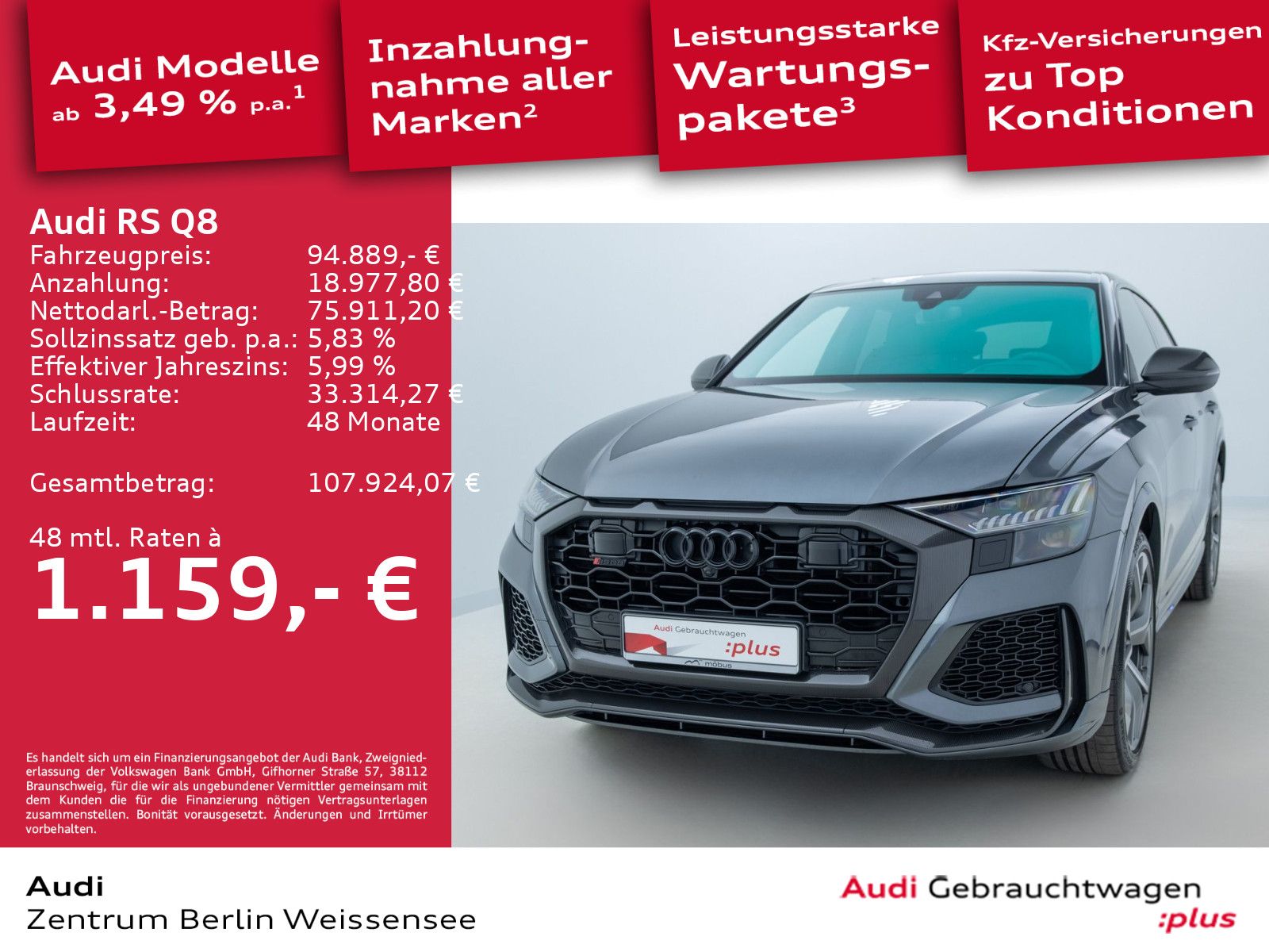 Audi RSQ8 4.0 TFSI TIPT*QUA*MATRIX*PANO*HUD*B&O*360**