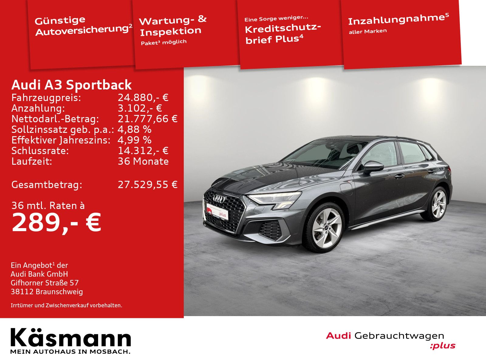 Audi A3 Sportback S line 40TFSIe LED KAM SHZ