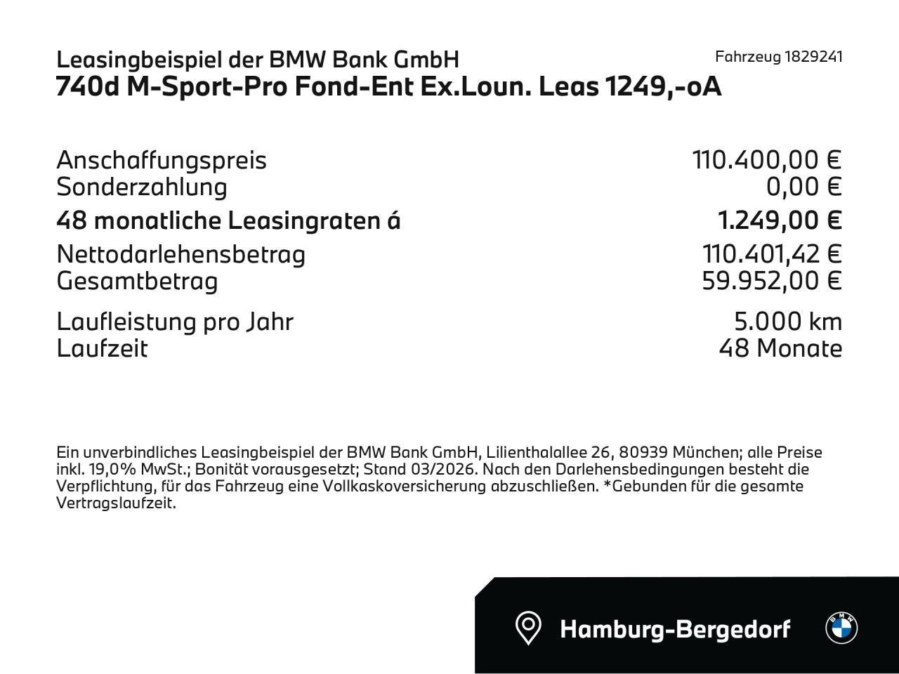 BMW 740d M-Sport-Pro Fond-Ent Ex.Loun. Leas 1249,-oA