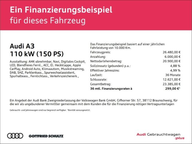 Audi A3 Sportback 40 TFSI e KAMERA AHK LED MMI