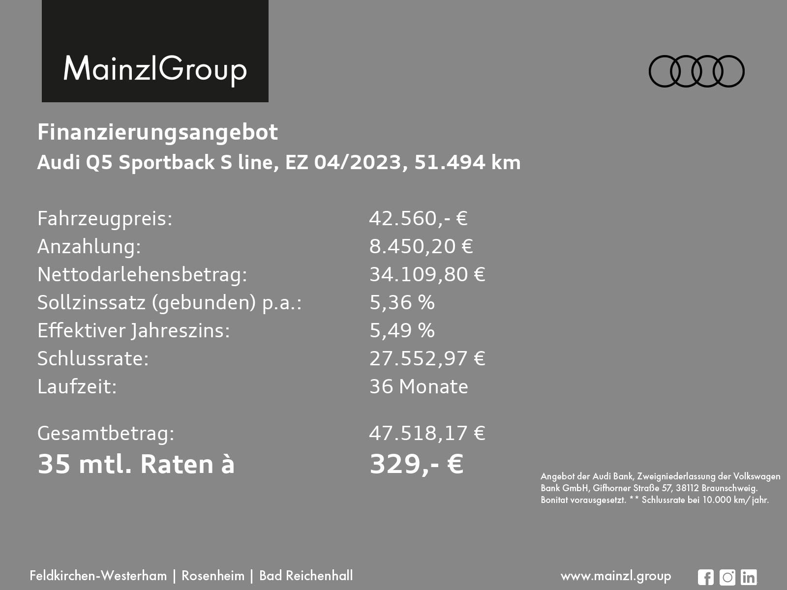 Audi Q5 Sportback 40 TDI quattro S line StdHzg Matrix