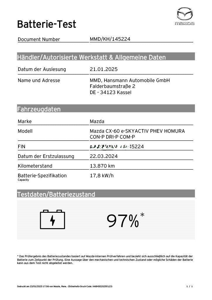 Mazda CX-60 e-SKYACTIV PHEV HOMURA AHK CON-P DRI-P COM