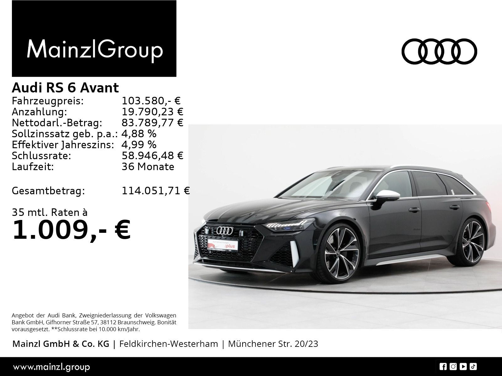 Audi RS 6 Avant AHK Matrix B&O Pano HUD RS-Dynamik