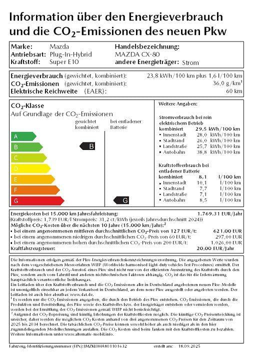 Mazda CX-80 2.5L e-SKYACTIV PHEV Homura Plus AWD