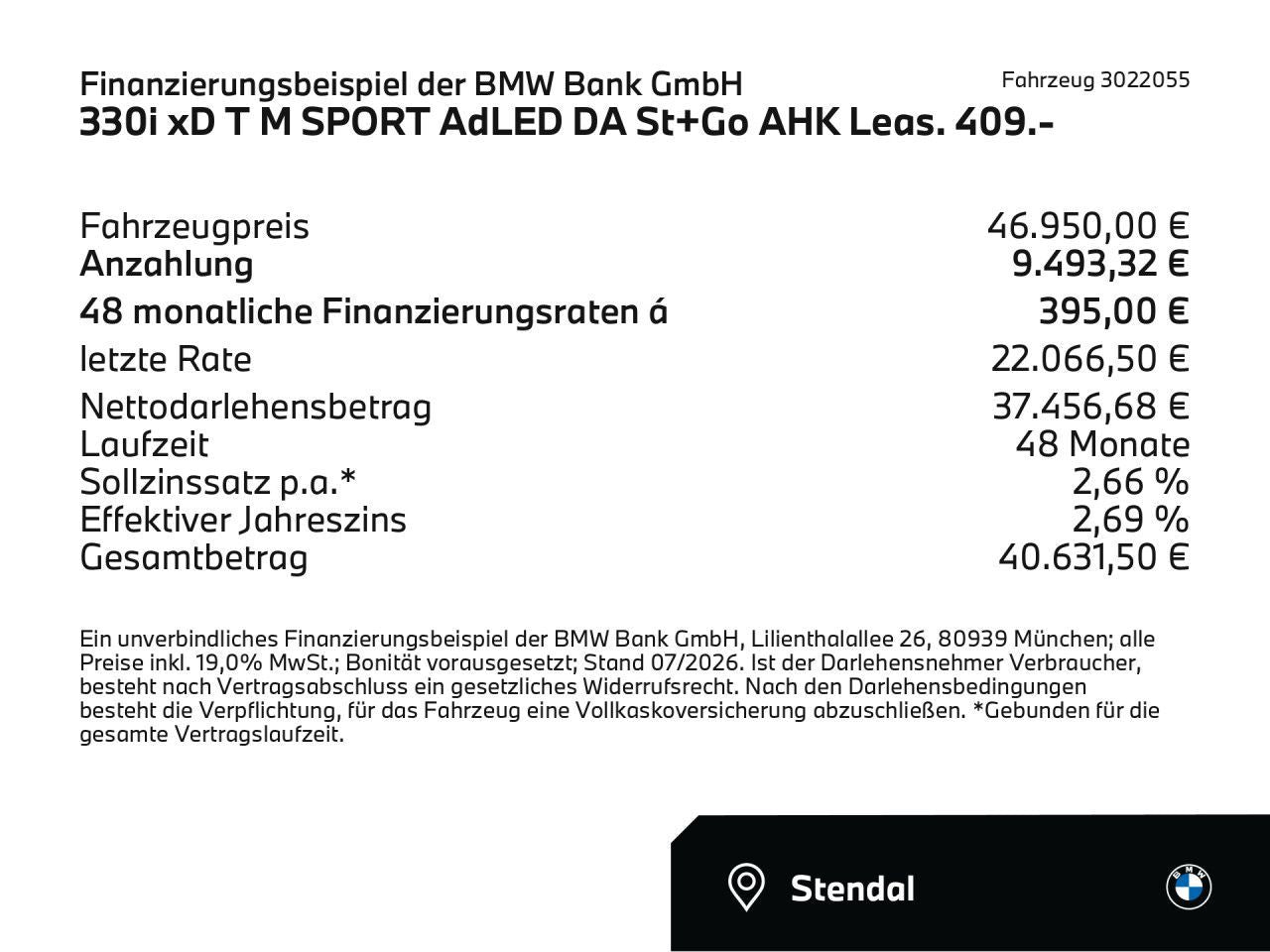 BMW 330i xD T M SPORT AdLED DA St+Go AHK Leas. 409.-