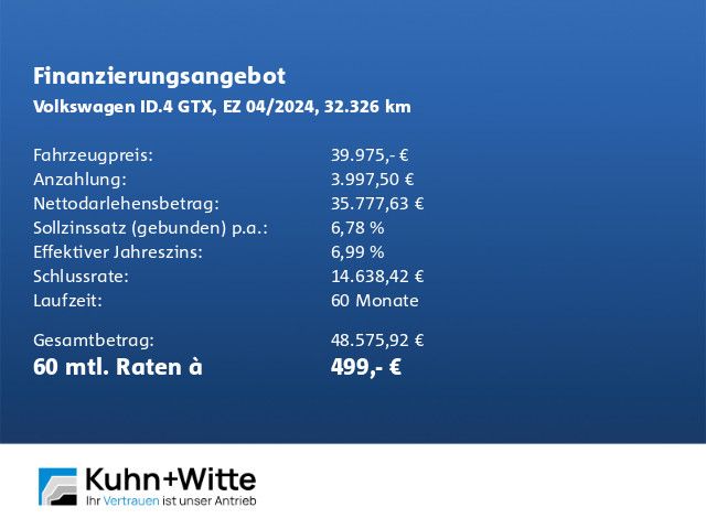 Volkswagen ID.4 GTX 4M Pano+AHK+Matrix+RFK+Navi+SitzH+Apple
