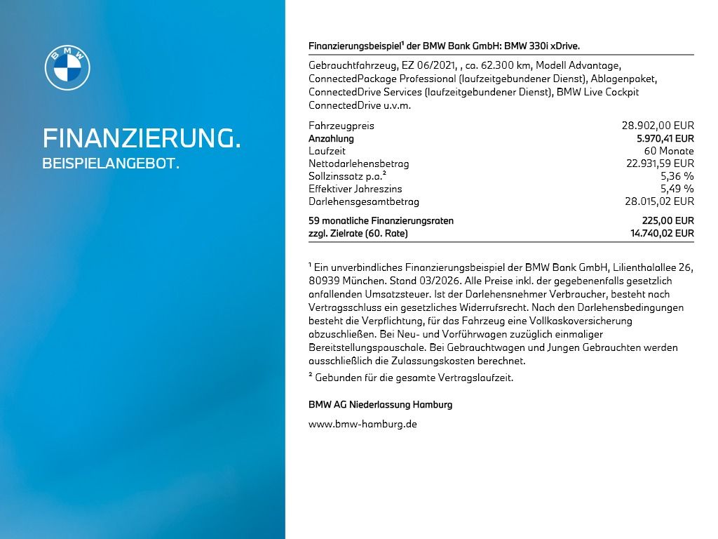BMW 330i xDrive Limousine Driv.Assist.Prof Kamera