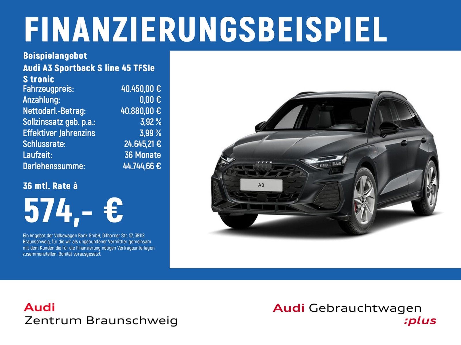 Audi A3 Sportback S line 45 TFSIe S tronic RearView