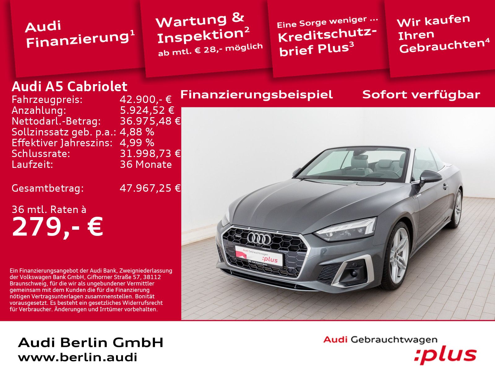 Audi A5 Cabriolet S line 45 TFSI qu.S tr. MATRIX 360°