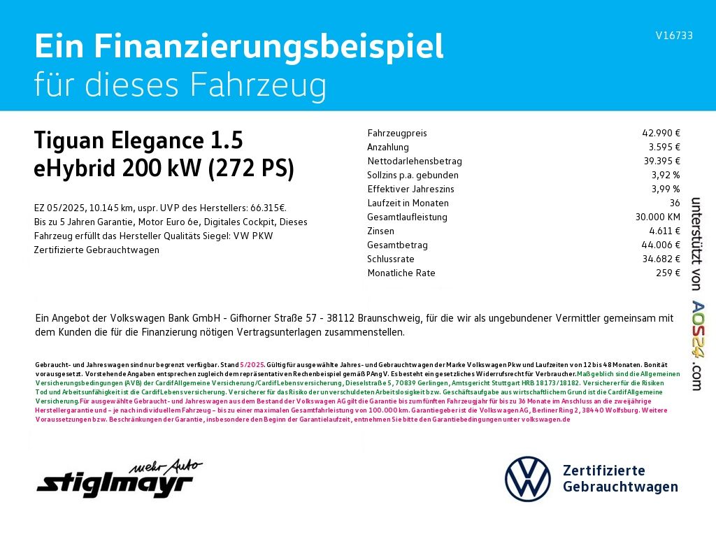 Volkswagen Tiguan Elegance 1.5 eHybrid ACC+AHK+DCC+HUD+PANO