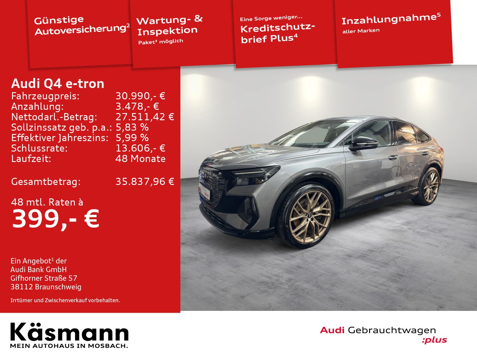 Audi Q4 e-tron Sportback 50 qu S line SONOS KAM AHK