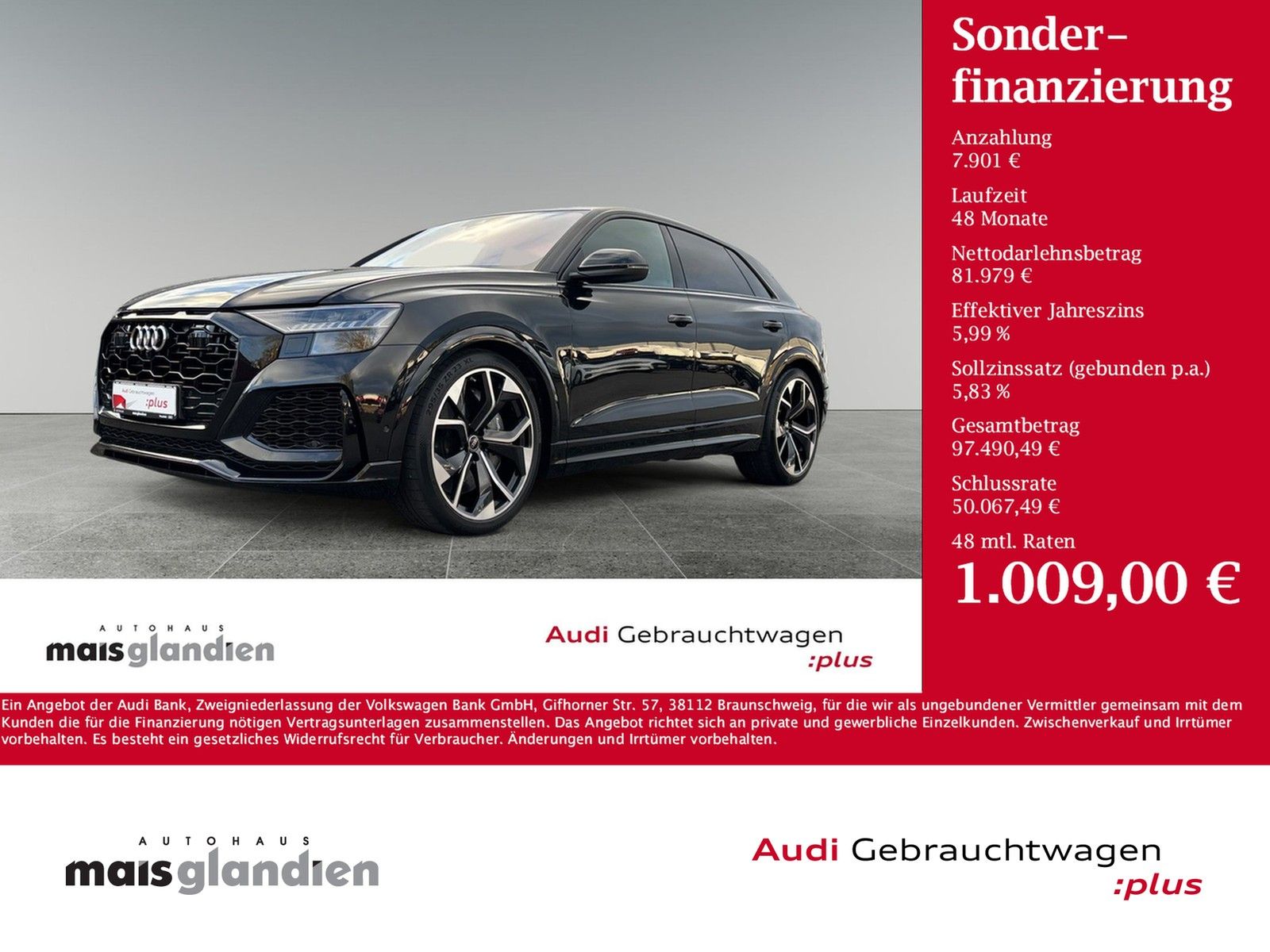 Audi RS Q8 4.0 TFSI AHK HUD VMax Keramik Matrix