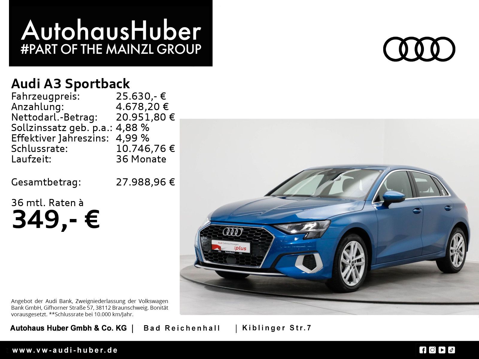 Audi A3 Sportback 30 TDI S tronic PDC Carplay SHZ
