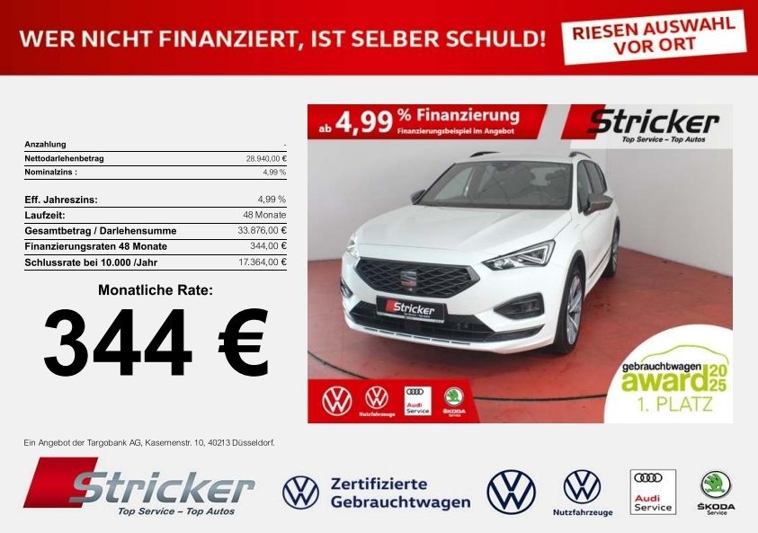 Seat Tarraco FR 1.4TSI e-Hybrid 344,-ohne Anzahlung N