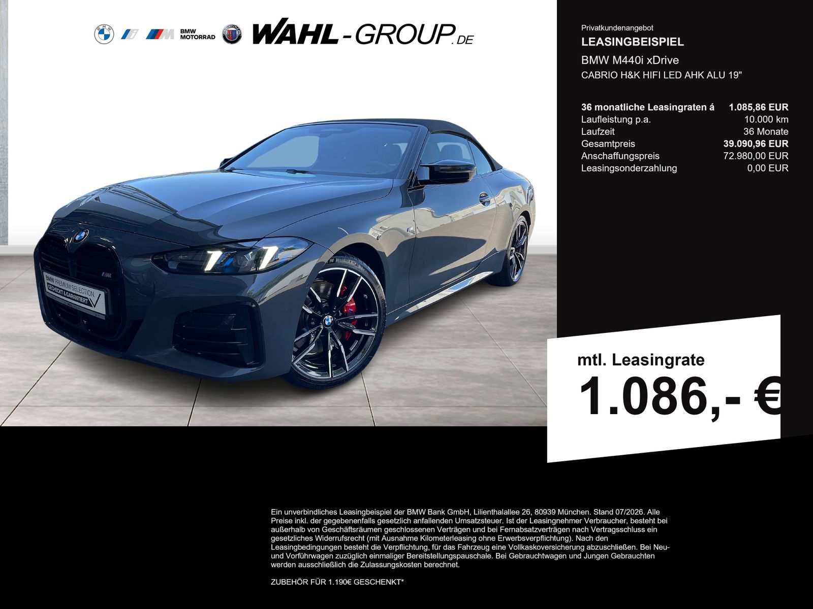 BMW M440i xDrive CABRIO H&K HIFI LED AHK ALU 19"