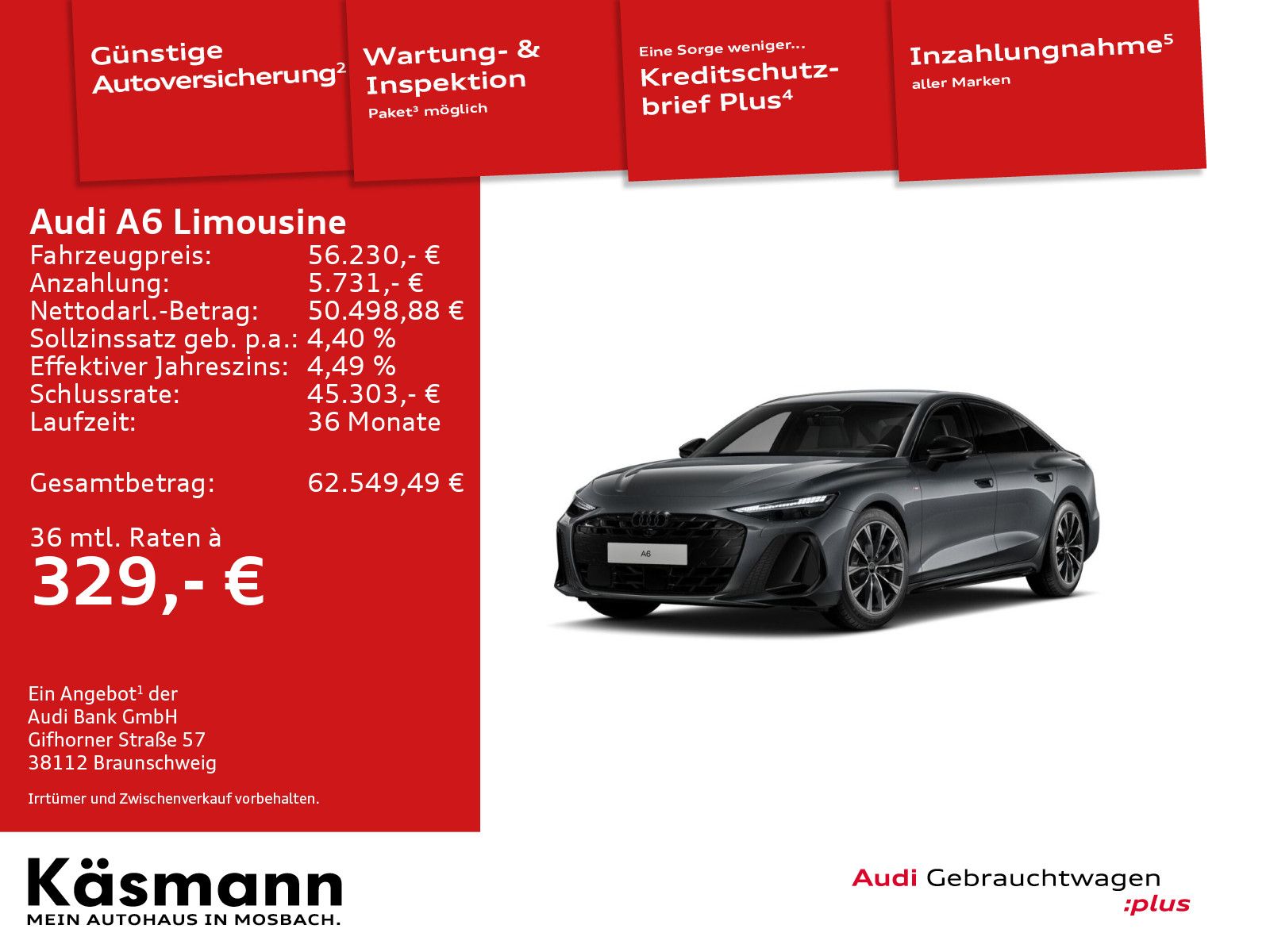 Audi A6 Limousine TFSI qu 2x S line AHK HUD 360° MATR