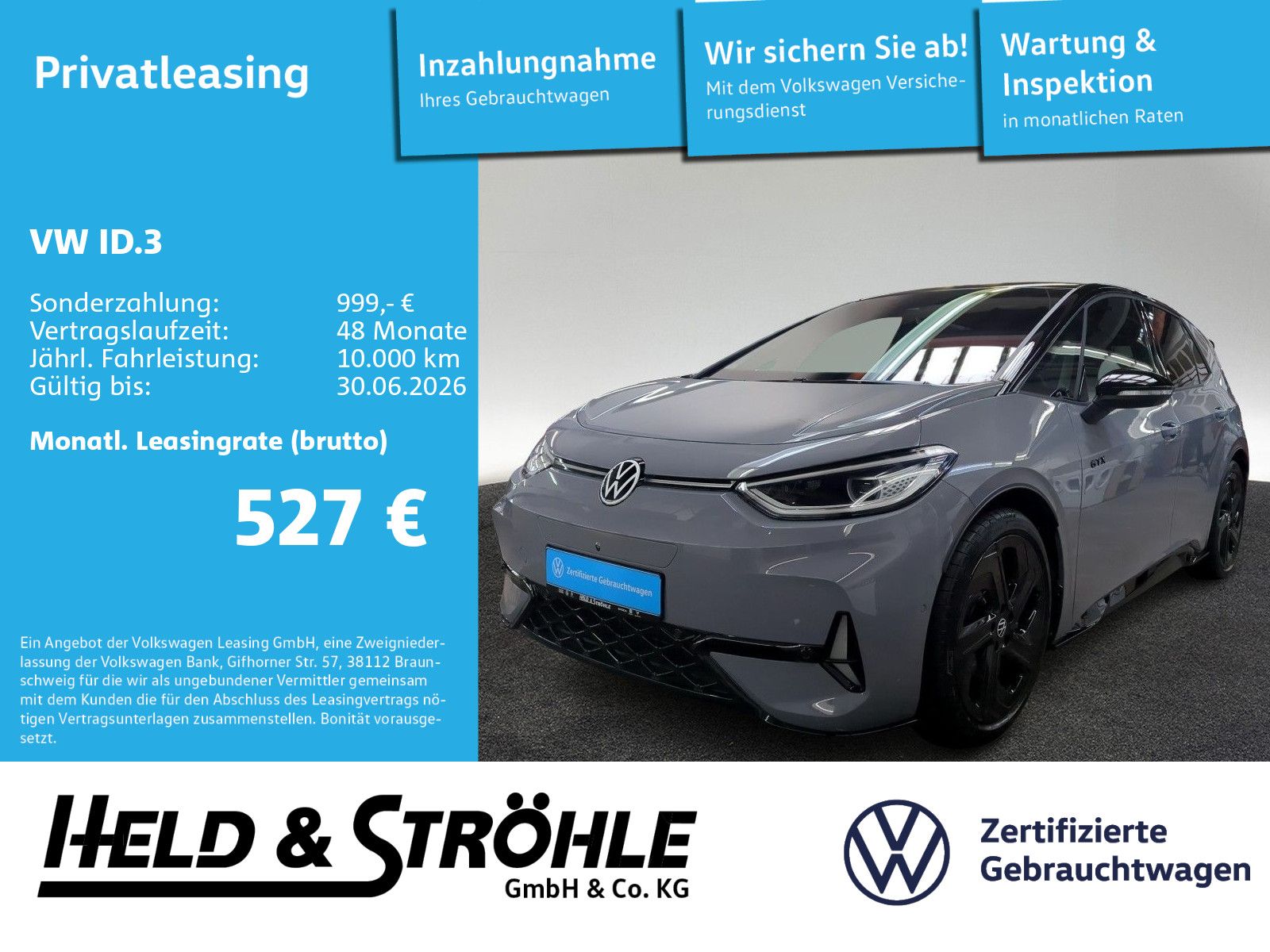 Volkswagen ID.3 GTX AHK PANO HuD MATRIX 360°KAM NAV ALU20"