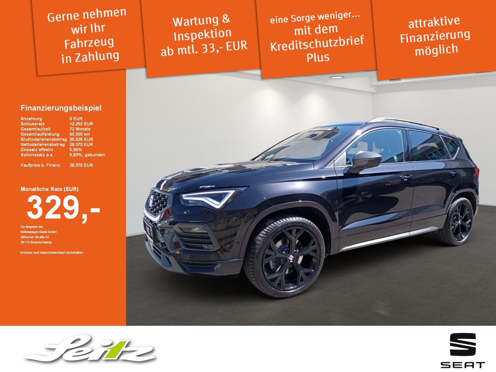 Seat Ateca 2.0 TDI DSG FR 4Drive AHK. LED. Navi. Rück