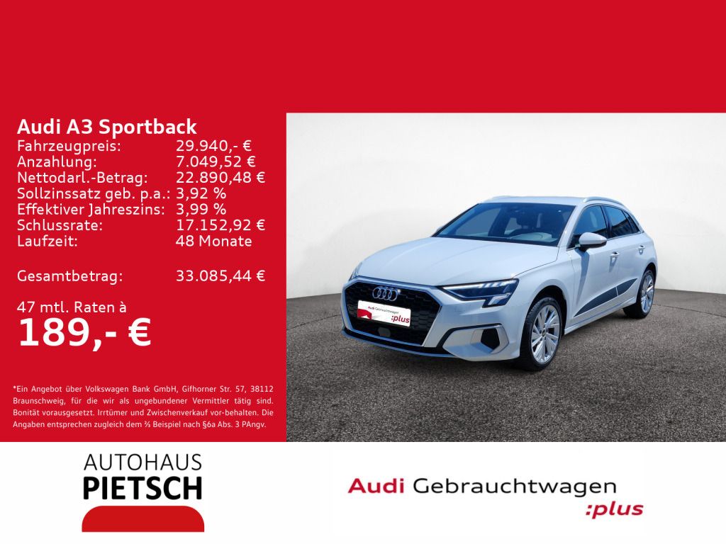 Audi A3 Sportback 30 TFSI LED AHK VC GRA PDC