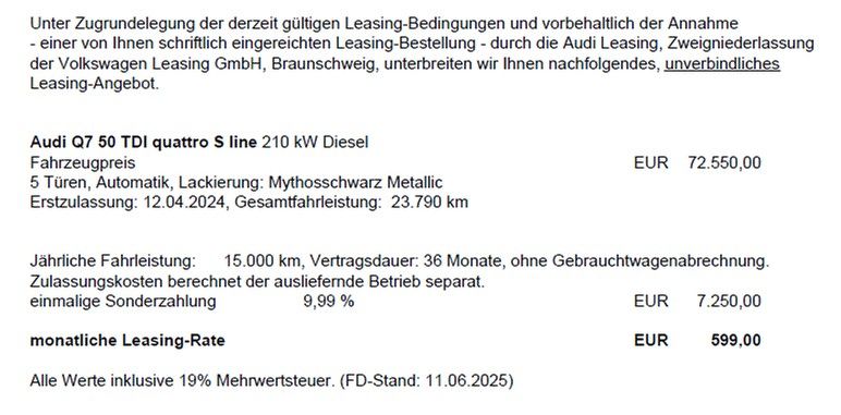 Audi Q7 50 TDI quattro Leder S lineAHK UPE 104 T