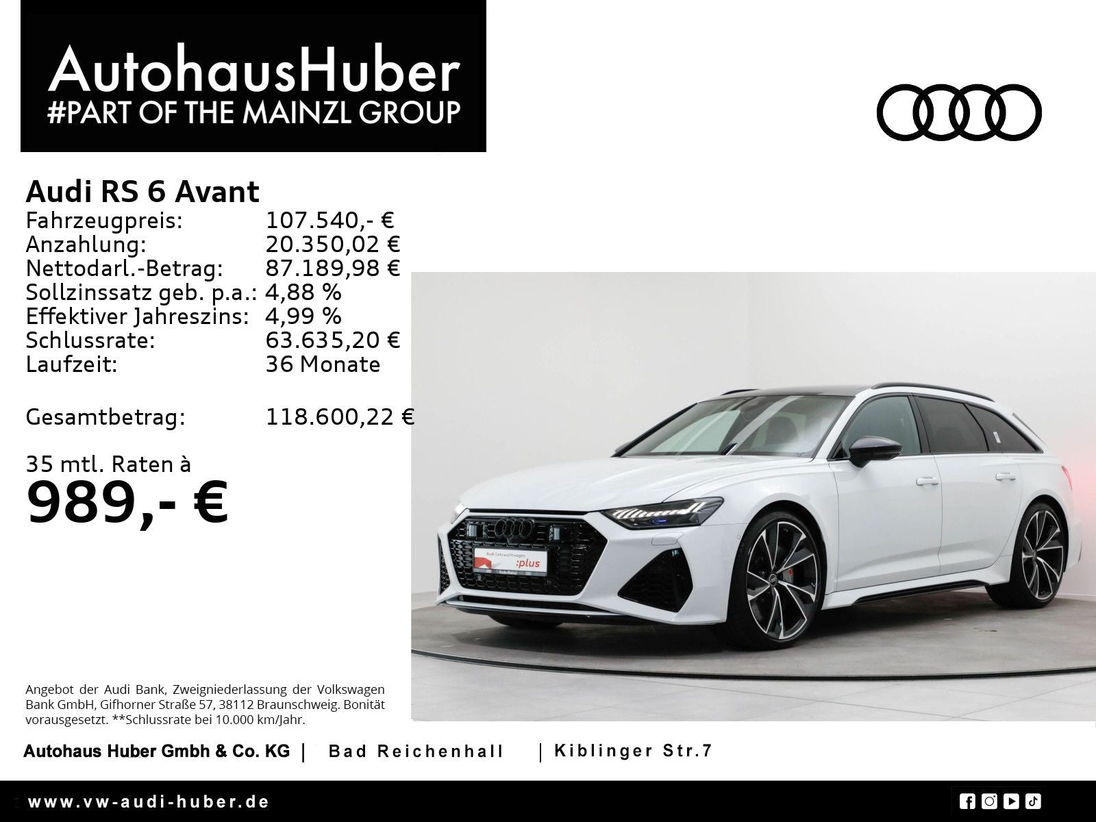 Audi RS 6 Avant AHK Matrix HUD Keramik Pano 305km/h