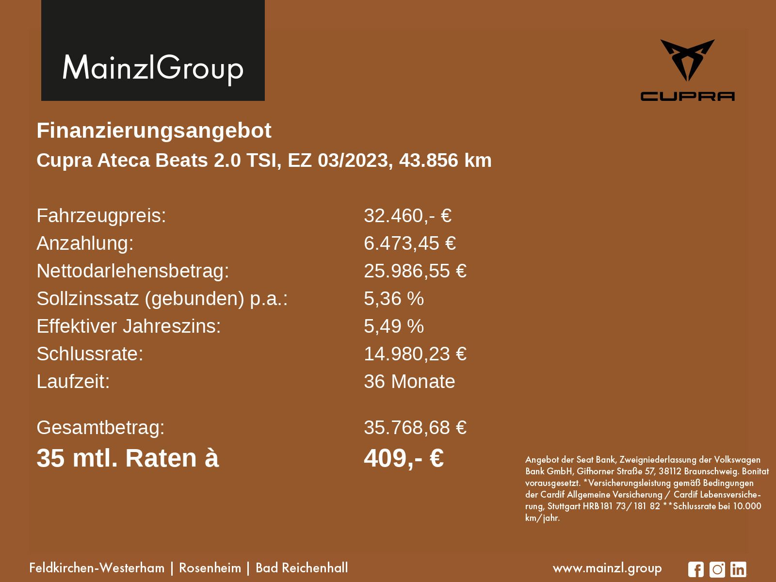 Seat Ateca 2.0 TSI 4D DSG Pano AHK ACC SHZ Beats 360°