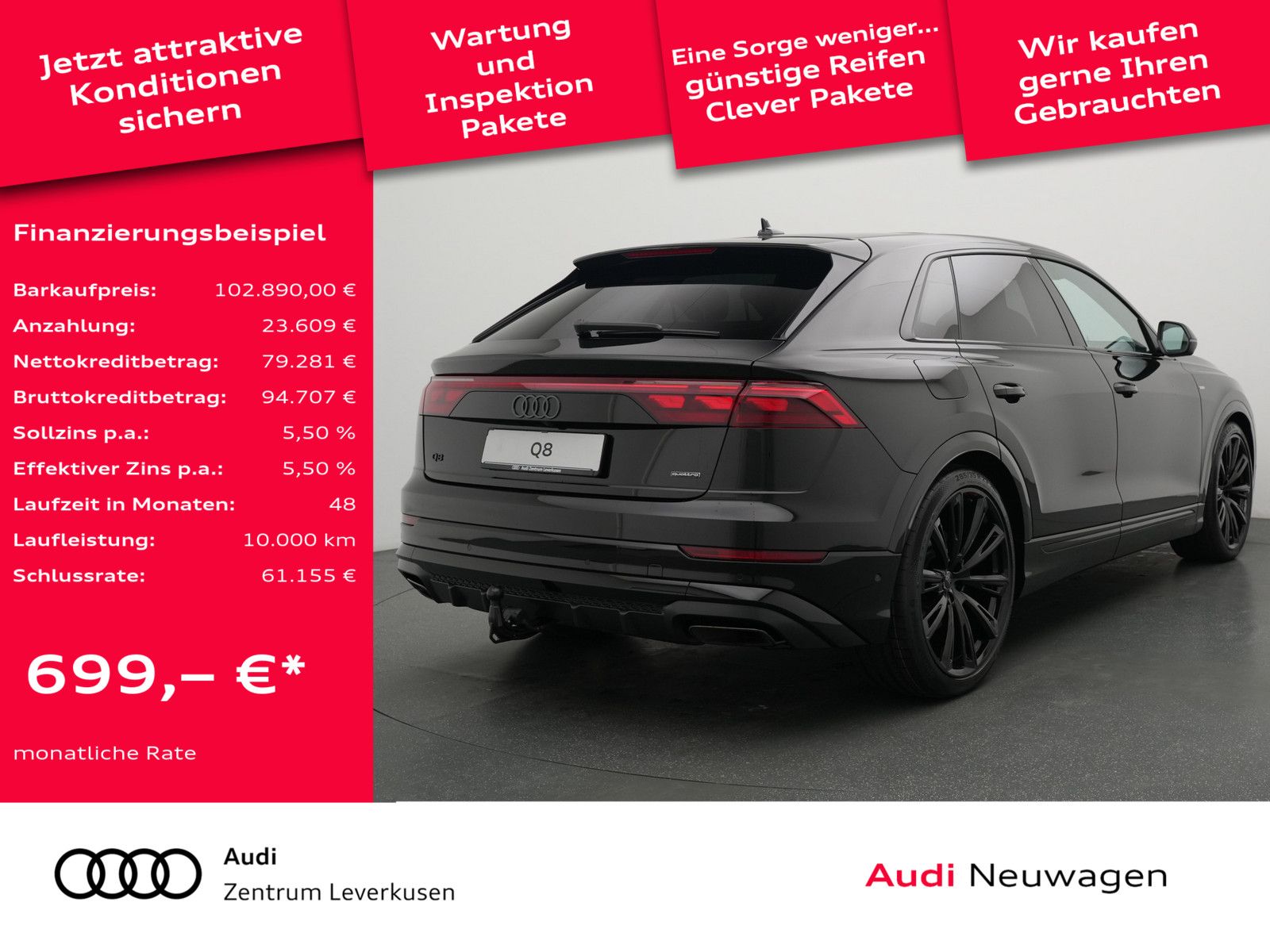Audi Q8 S line business LASER B&O STANDHZ LEDER-RAUTE
