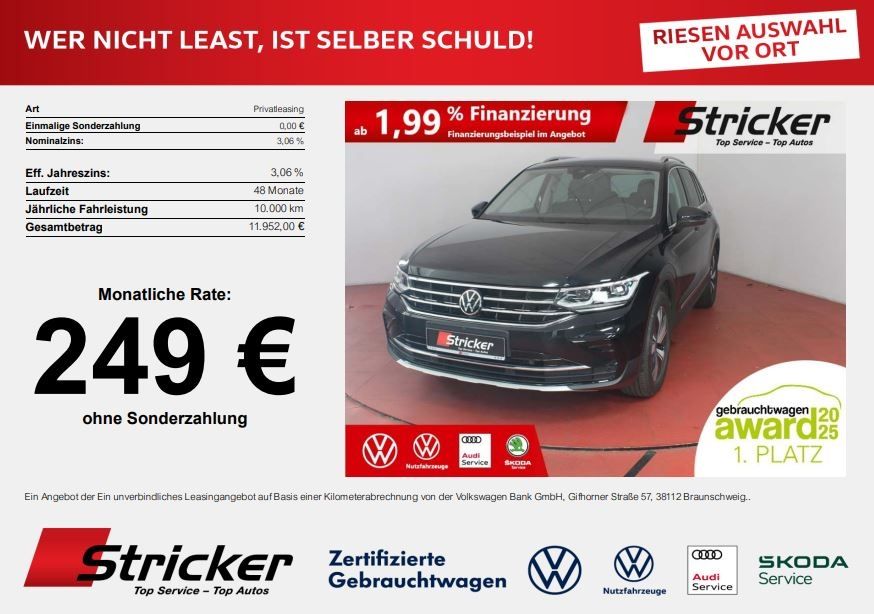 Volkswagen Tiguan Elegance 1.4TSI eHybrid DSG 249,-ohne Anz