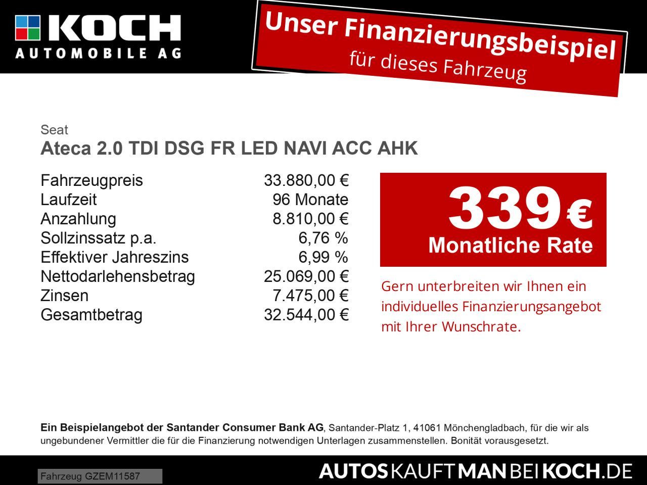 Seat Ateca 2.0 TDI DSG FR LED NAVI ACC AHK Keyless