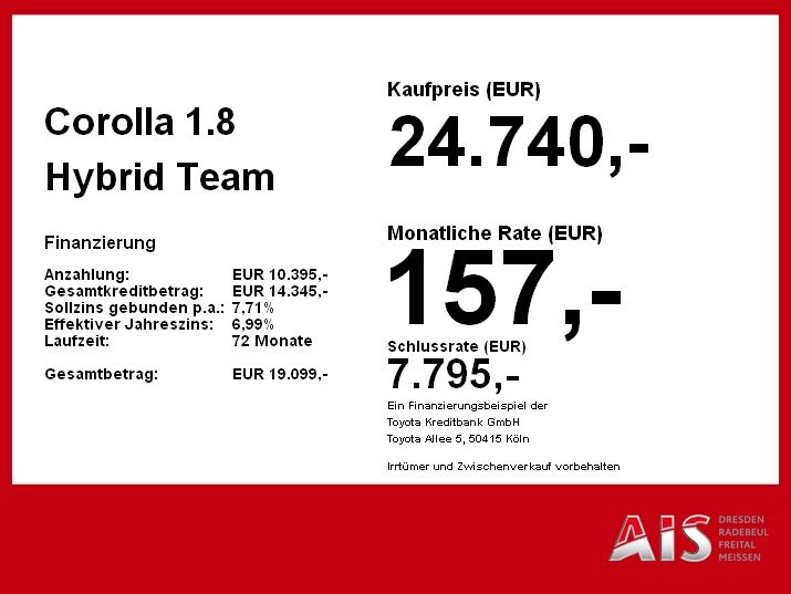 Toyota Corolla 1.8 Hybrid Team D CloudNavi*KAM*DAB*SHZ