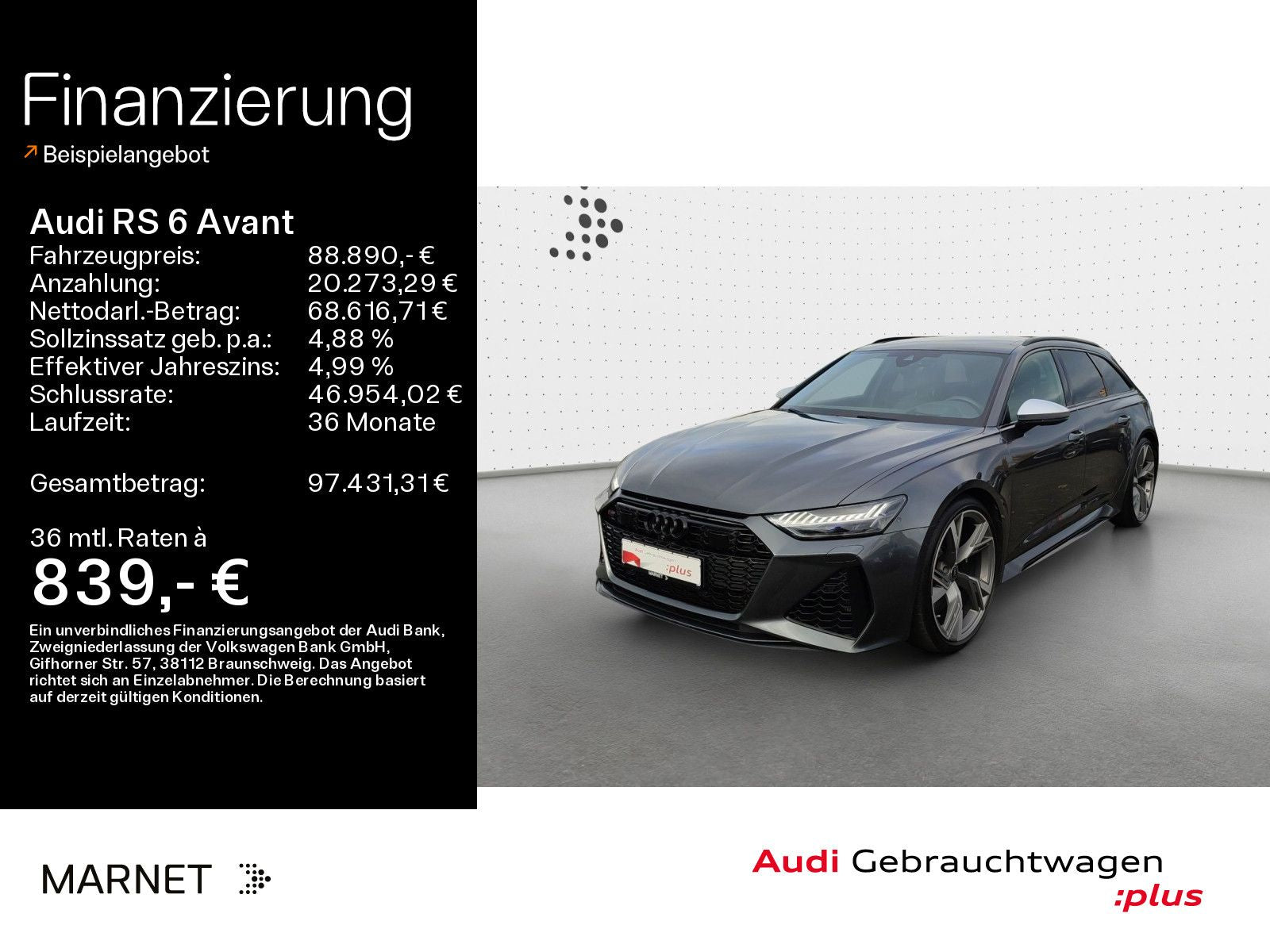 Audi RS 6 Avant quattro*Navi*Matrix*HUD*B&O*AHK*PDC*P